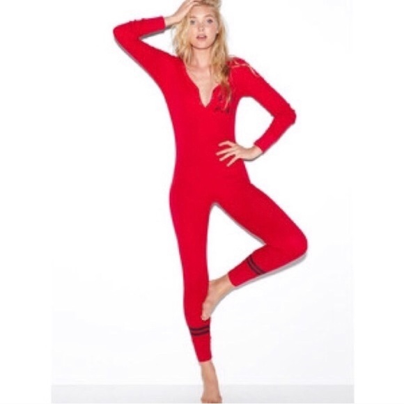 PINK Victoria's Secret Other - VS PINK Naughty Not Nice Red Thermal Onsie
